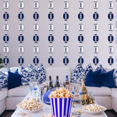 8pcs Cowboys Football Party Decorations Blue Football Party Banner Cowboys Football Garland Hanging Swirls Blue and White Cowboy Football Birthday Party Supplies Sport Banner for Indoors Outdoors in Saudi Arabia