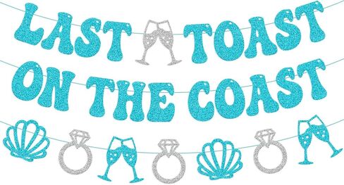 Last Toast on the Coast Banner Beach Bachelorette Party Decorations for Girl Women Nautical Bridesmaid Coastal Bride To Be Blue Bridal Shower Party Supplies in Kuwait