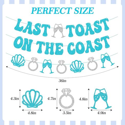 Last Toast on the Coast Banner Beach Bachelorette Party Decorations for Girl Women Nautical Bridesmaid Coastal Bride To Be Blue Bridal Shower Party Supplies in Kuwait