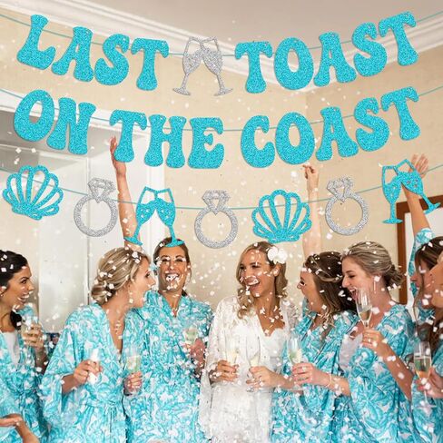 Last Toast on the Coast Banner Beach Bachelorette Party Decorations for Girl Women Nautical Bridesmaid Coastal Bride To Be Blue Bridal Shower Party Supplies in Kuwait