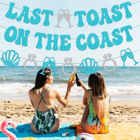 Last Toast on the Coast Banner Beach Bachelorette Party Decorations for Girl Women Nautical Bridesmaid Coastal Bride To Be Blue Bridal Shower Party Supplies in Kuwait