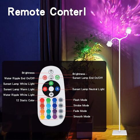 مصباح Sunset LED LED LED موجة المحيطات ثلاثية الأبعاد مع Remote ، 16 لونًا من الضوء الليلي 720 درجة ، وأربعة وضع مع قابس أمريكي قياسي ، وضوء ليلي للأرضيات الحديثة لغرفة النوم (أبيض مزدوج) in Kuwait