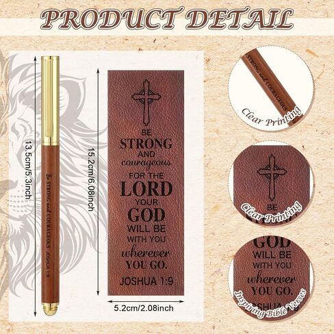 Fuyoooo 4 Pcs Christian Gifts for Men Father's Day Pastor Appreciation Gifts Vintage Leather Hardcover Notebook 1 Timothy 6:11 Religious Bible Verse Pen Joshua 1:9 Bookmark & Box(Lion,Blue) in Kuwait