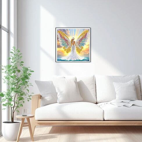 Keyifa Diamond Art The Cross Diamond Painting Kits للبالغين ، مجموعة طلاء الماس القديمة ذات الراين ذات الشكل الخاص مع الأدوات ، حفر الحفر الجزئية الحافظة لديكور الجدار المنزلي 12x12 بوصة in Kuwait