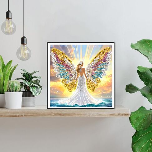 Keyifa Diamond Art The Cross Diamond Painting Kits للبالغين ، مجموعة طلاء الماس القديمة ذات الراين ذات الشكل الخاص مع الأدوات ، حفر الحفر الجزئية الحافظة لديكور الجدار المنزلي 12x12 بوصة in Kuwait