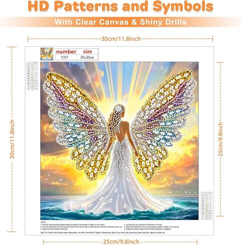 Keyifa Diamond Art The Cross Diamond Painting Kits للبالغين ، مجموعة طلاء الماس القديمة ذات الراين ذات الشكل الخاص مع الأدوات ، حفر الحفر الجزئية الحافظة لديكور الجدار المنزلي 12x12 بوصة in Kuwait