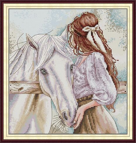 Threadhaven Cross-Stitch Kit 14CT Aida Counted Embroidery Complete Set with Fabric, Threads, Needles & Chart-Premium Beautiful Girls Design for Adults & Beginners- Knowledge is Power. 14.1''×14.1'' in Saudi Arabia
