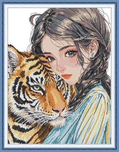 Threadhaven Cross-Stitch Kit 14CT Aida Counted Embroidery Complete Set with Fabric, Threads, Needles & Chart-Premium Beautiful Girls Design for Adults & Beginners- Knowledge is Power. 14.1''×14.1'' in Saudi Arabia