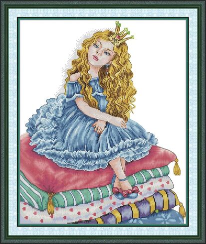 Threadhaven Cross-Stitch Kit 14CT Aida Counted Embroidery Complete Set with Fabric, Threads, Needles & Chart-Premium Beautiful Girls Design for Adults & Beginners- Knowledge is Power. 14.1''×14.1'' in Saudi Arabia