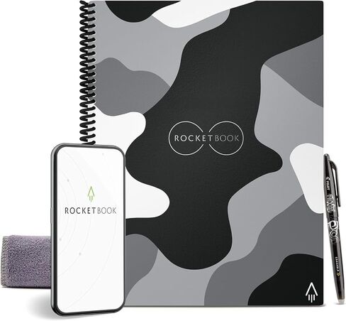 دفتر Rocketbook Core الذكي القابل لإعادة الاستخدام | كمبيوتر محمول مبتكر وصديق للبيئة ومتصل رقميًا مزود بإمكانيات المشاركة السحابية | منقط، 6 بوصة × 8.8 بوصة، 36 صفحة، أسود إنفينيتي، مع قلم وقماش وتطبيق متضمن in Kuwait