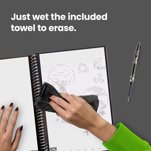 دفتر Rocketbook Core الذكي القابل لإعادة الاستخدام | كمبيوتر محمول مبتكر وصديق للبيئة ومتصل رقميًا مزود بإمكانيات المشاركة السحابية | منقط، 6 بوصة × 8.8 بوصة، 36 صفحة، أسود إنفينيتي، مع قلم وقماش وتطبيق متضمن in Kuwait