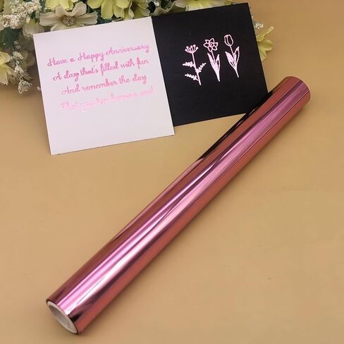 Metallic Hot Foil Roll, 5M(Length) X19.5CM(Width) Laser Toner Reactive Foil Roll,Use Laminator Laser Printer,Paper Holographic Heat Transfer Craft Foil For Handmade Craft Accessories-Pink in Saudi Arabia