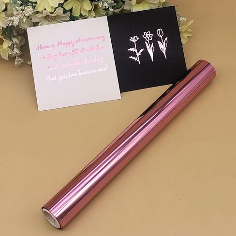 Metallic Hot Foil Roll, 5M(Length) X19.5CM(Width) Laser Toner Reactive Foil Roll,Use Laminator Laser Printer,Paper Holographic Heat Transfer Craft Foil For Handmade Craft Accessories-Pink in Saudi Arabia