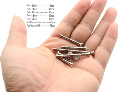 LBY 160pcs M5 Machine Screws(Truss Head), Phillips Pan Head Bolts Nuts Flat Washers, Carbon Steel (Nickel Plated), Silver in Kuwait