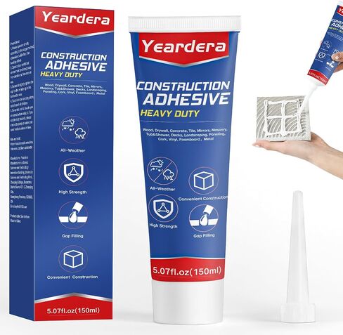 Yeardera Heavy Duty Construction Adhesive, 7.4 Ounce Cement Glue Squeeze Tube, Versatile Construction Glue for Tile, Floor, Stone, Wood, Wall & More, Pack of 1 in Kuwait
