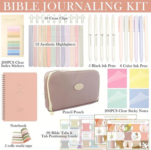 oriental beauty pearl Bible Study Supplies Journaling Kit with Tabs and Highlighter, Notebook and Pen Case, Bible Annotation kit (Green) in Saudi Arabia