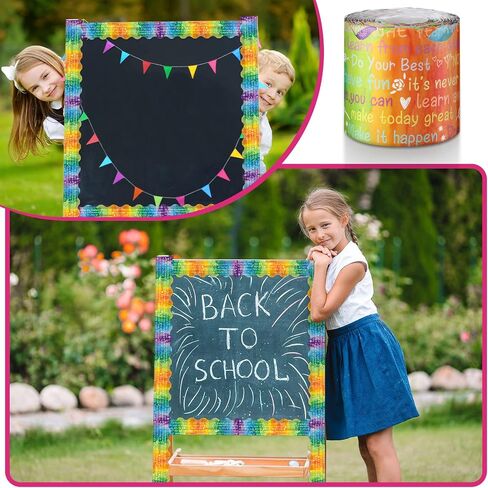 Spiareal 68.9 Feet Scalloped Bulletin Board Border Rustic Farmhouse Home Sweet Rolled Trim with Inspirational Quotes Growth Mindset Motivational for Classroom Boards Wall Decor (Wood Print) in Kuwait