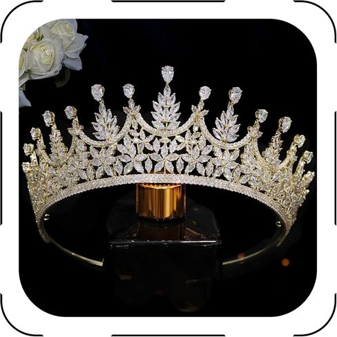 Jorsnovs Bride Tiara Wedding Crowns for Women Cubic Zirconia Bridal Silver CZ Birthday Princess Quinceanera Corona Headpieces in Kuwait