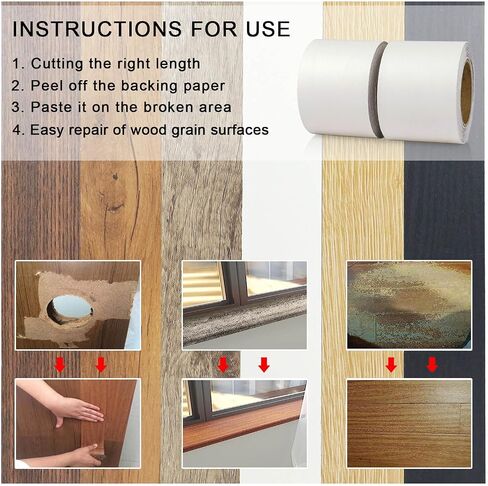 BOMEI PACK Wood Grain Repair Tape,Self Adhesive Repair Patch for Furniture, Floors, Cabinets, Windows, Doors, RV, Home Decor and DIY Projects (1, Black) in Saudi Arabia