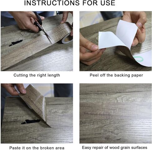 شريط إصلاح الحبوب الخشبية BOMII ، تصحيح إصلاح لاصق ذاتي للأثاث والأرضيات والخزانات والنوافذ والأبواب و RV وديكور المنزل ومشاريع DIY (1 ، أسود) in Kuwait