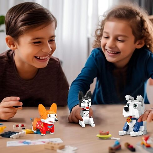 6Pack Party Party Favors Mini Dogs Building-متوافق مع LEGO مجموعة للأولاد 8-14 ، مجموعات بناء الحيوانات الرائعة ، هدية عيد ميلاد الحفلات للأطفال 8-12 (754 ٪) in Kuwait