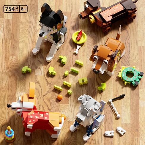 6Pack Party Party Favors Mini Dogs Building-متوافق مع LEGO مجموعة للأولاد 8-14 ، مجموعات بناء الحيوانات الرائعة ، هدية عيد ميلاد الحفلات للأطفال 8-12 (754 ٪) in Kuwait