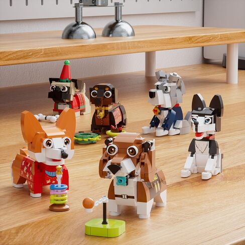 6Pack Party Party Favors Mini Dogs Building-متوافق مع LEGO مجموعة للأولاد 8-14 ، مجموعات بناء الحيوانات الرائعة ، هدية عيد ميلاد الحفلات للأطفال 8-12 (754 ٪) in Kuwait