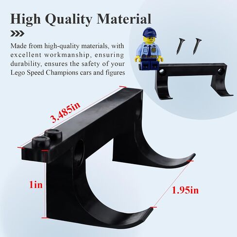 15 Pcs Wall Mount Fit for Any Lego Speed Champions Sets, Wall Bracket for Lego Speed of Champions Brick Cars with a Base for The Pilot/Figure, Display Collectible Cars by Wheels on Wall, Black in Saudi Arabia
