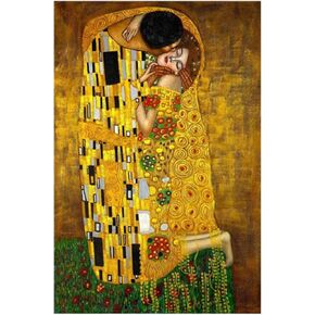 Ariaden Gustav Klimt The Kiss Full Drill Round Diamond Art Painting Kit 5D Diamond Painting Kit for Adults, Large DIY Diamond Art Painting Craft Kits for Home Wall Decor 13.7 x 21.7 Inches
