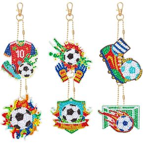 JSRQT 5D DIY كرة القدم الماس اللوحة Keyrings KIT ، الماس على الوجهين اللوحة اللوحة Keychians للأطفال البالغين ، قلادة الرسم الحرف الفسيفساني من أجل حقيبة اليد ديكور الحفلات.