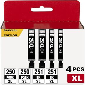 متوافق مع استبدال خرطوشة حبر الطابعة المتوافق 250 251 XL لـ Canon PGI-250 CLI-251 XL 250XL 251XL باستخدام Cannon PIXMA MX922 MX920 IX6820 IP8720 MG5420 MG5520 MG7120 MG7520 ، 2 PGBK ، 2 Black ،