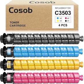 MP C3503 C3003 خرطوشة الحبر البديلة (4 حزم ، 1BK/1C/1M/1Y) - متوافق مع RICOH MP C3503/C3003/C3004/C3504/C3004EX/C3504EX & Lanier C3004EX/C3504EX