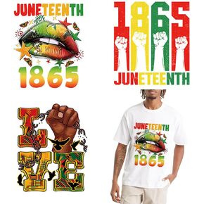 3 Sheets Juneteenth Iron on Transfers Black History Month Heat Transfer Vinyl Stickers 1865 Juneteenth Iron on Patches Independence Day Design Vinyl Iron on Decals for T-Shirt Pillows DIY Decorations