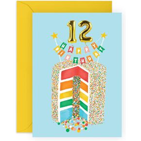 CENTRAL 23 Happy 12th Birthday Card For Girl - Kids Birthday Cards Age Twelve - Happy Birthday Card Daughter Son Niece Nephew - Gifts For 12 Year Olds Girls - Comes With Fun Stickers - Vegan Ink