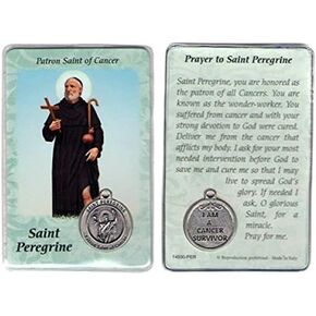 Saint St St. Peregrine Prayer Card Holy Card Cards Patronage Patron Cancer with Medal.