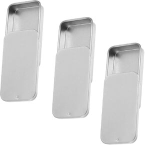 Jiyin Mini Metal Box ، 3 PCS Slide Top Containers ، علب مفصلية مستطيلة للمجوهرات ، الحرف اليدوية ، الحلوى ، حامل بطاقة الهدايا ، منظم صندوق معدني صغير (Silver)