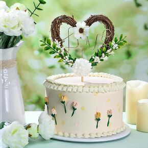 كعكة الزفاف chunful topper love cake topper revic heart على شكل قلب زهري علامة ديكور لدكلة زفاف حديقة القرية الزفاف دش الدش الذكرى الديكور حفلة (عباد الشمس)