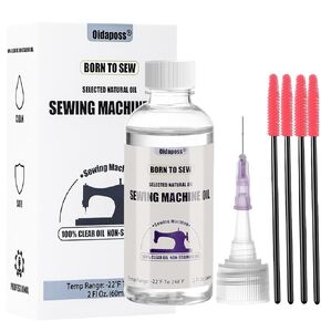 2FL.OZ. Sewing Machine Oil with Needle tip and 4 Type Sewing Machine Cleaning Brushes, Fine Light Machine Oil,Clear Machine Oil for Lubrication of All Sewing Machine Moving Parts