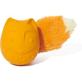 Barkbox Franz The Fox Dog Toy | Natural Rubber, Bacon Scented, Thrashy Tail & Wacky Bounce | Dog Toy for Aggressive Chewers