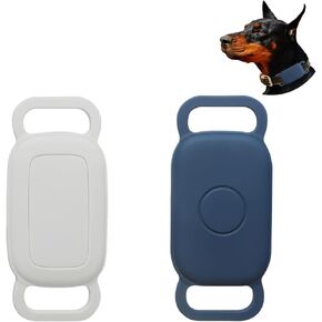 حامل طوق الكلب السيليكون لـ Tile Pro 2024 ، 2 علبة حماية مقاومة للماء لـ Tile Pro 2024 Pet Dog Cat (Black/Luminous Blue)