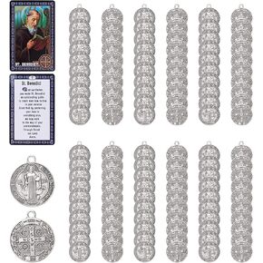 10 Pcs St Benedict Medals,Catholic Saint Benedict Medal for Jewelry Pendant Rosary Parts Making Supplies,Religious Metal Charm Medalla De San Benito