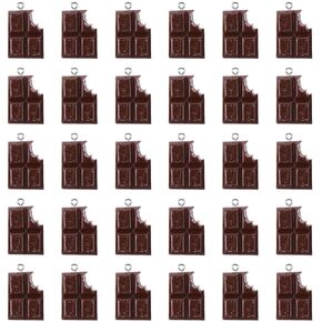 30 PCS محاكاة سحر الطعام لطيف الراتنجات المزيفة يدويًا شوكولاتة تشكل سحر قلادة ، استغرق كرتون لدغة من الشوكولاتة من أجل حلق سوار القلادة المفتاح صنع المجوهرات DIY