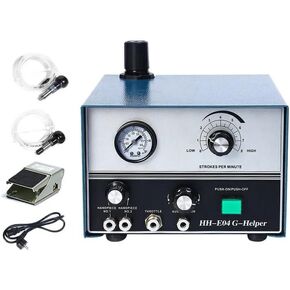 Dual Head Pneumatic Jewelry Engraver Machine for Jewelry Crafts, 0-8000 RPM Adjustable Pneumatic Miniature Engraving Machine, Manual Engraving Machine for Jewelry Crafts and Wrought Iron HH-E04