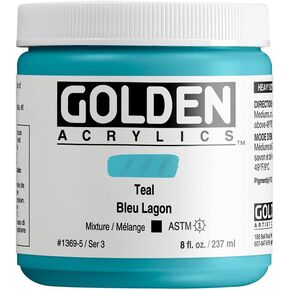 Heavy Body Acrylics by GOLDEN, Teal, 8 fl. oz. Jar, Professional Acrylic Paint, Opaque