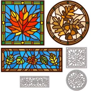 GLOBLELAND Autumn Leaves Background Cutting Dies for Card Making Metal Die Cuts Fall Background Frame Cutting Dies Templates for Scrapbooking Journal Embossing Paper Craft Decor