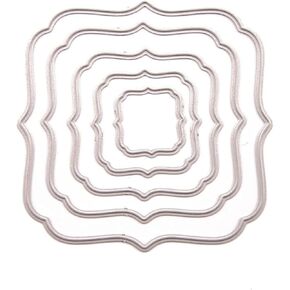 Arbuya 5pcs/Set Diffrent Size Nesting Irregular Square Frame Dies Square Cutting Dies for Card Making and Scrapbooking Paper Crafts