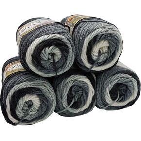 Alize Burcum batik wool 5 x 100 gram multicolored with color gradient, 500 grams knitting yarn (black gray white 1900)
