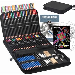 Kalour 96 Pack Drawing Set Sketching Kit,include 72 Colored Pencils and 24 Sketch Kit with Sketch Book,Art Supplies for Drawing,Sketching and Coloring,Ideal for Beginner,Artists and Adults