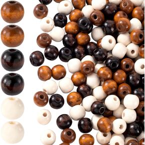 90pcs Large Hole Wooden Beads for Crafts, 3 Colors 15x16mm Round Natural Wood Hair Bead, Vintage Wooden Loose Spacer Beads for Macrame Rosary Necklace Bracelet Hair DIY Craft Handmade Decor