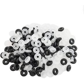 jmassyang 200pcs سدادة مطاطية سد أو حلقات 2mmx6mm مضادة للزلزال المحدد حلقة حلقة السيليكون حشية حشية سوار DIY مجوهرات صنع المجوهرات (أسود ، شفاف)